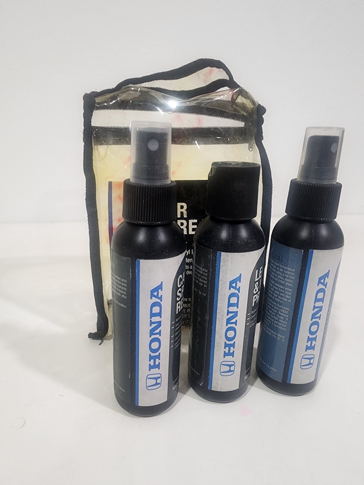 Genuine Honda Car Care Kit 08700-9211 Clear Storage Bag Glass Leather Carpet