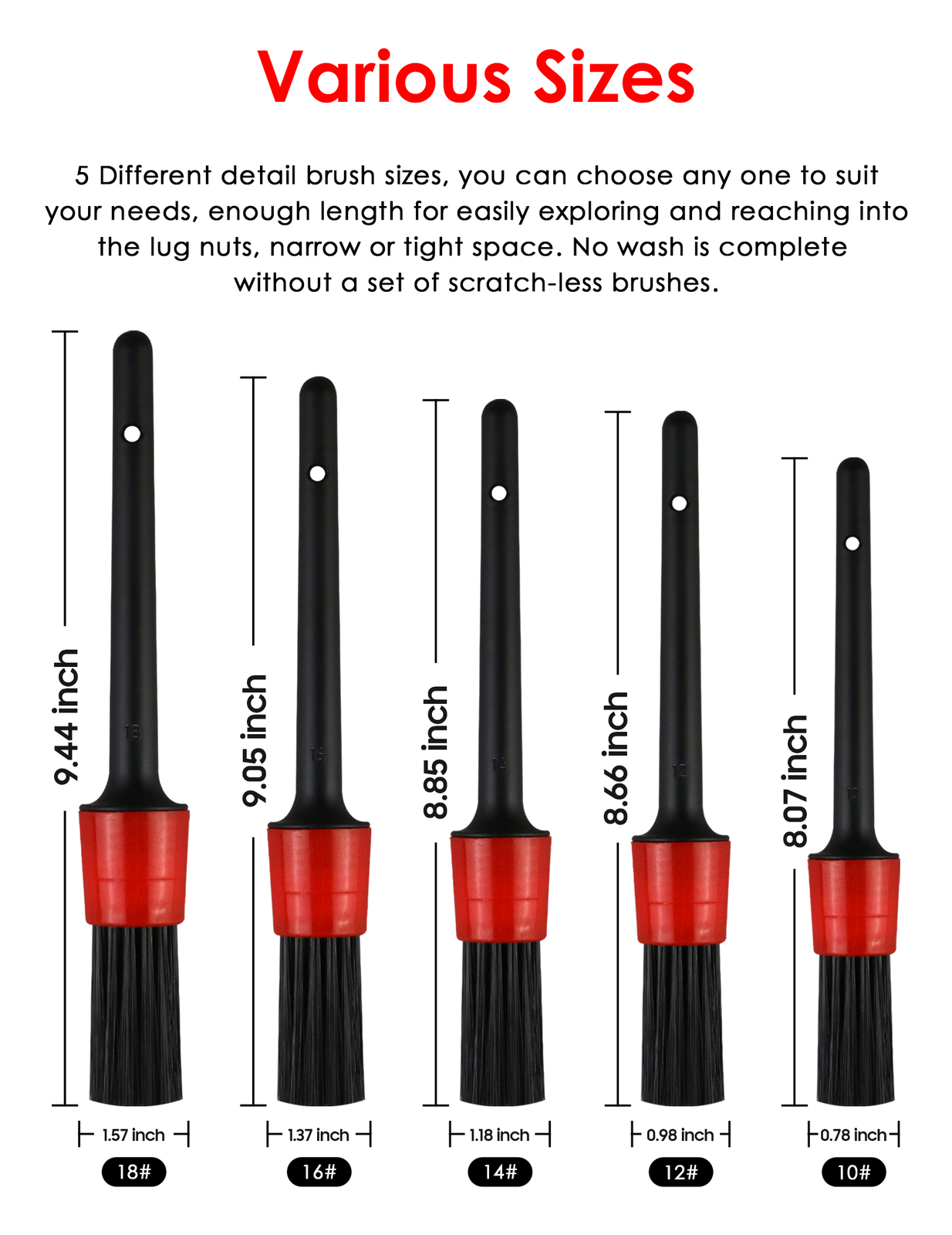 10×Car Detailing Brush Kit Boar Hair Vehicle Auto Interior For Wheel Clean Sets