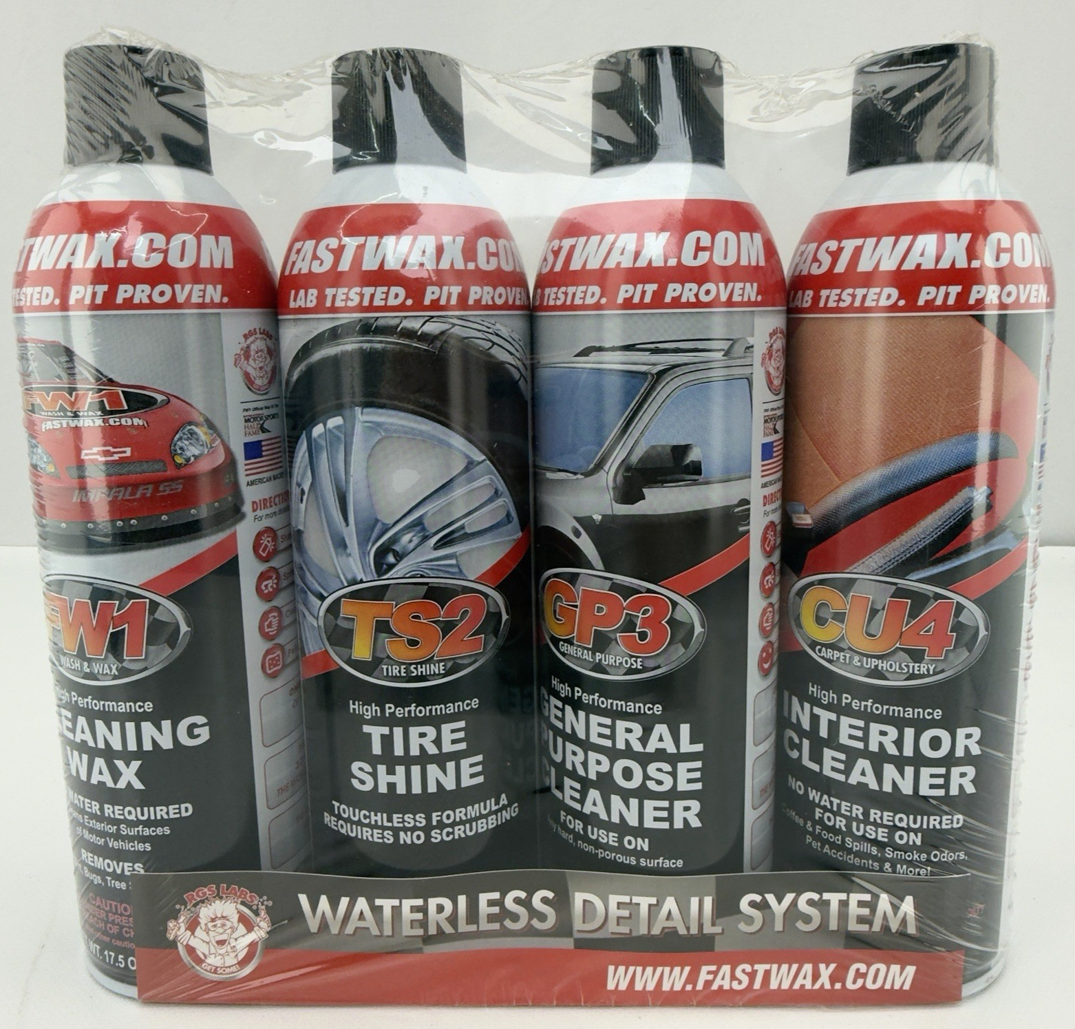 RGS Labs Fastwax Waterless Detail System 4 Pack FW1 TS2 GP3 CU4 17.5oz New