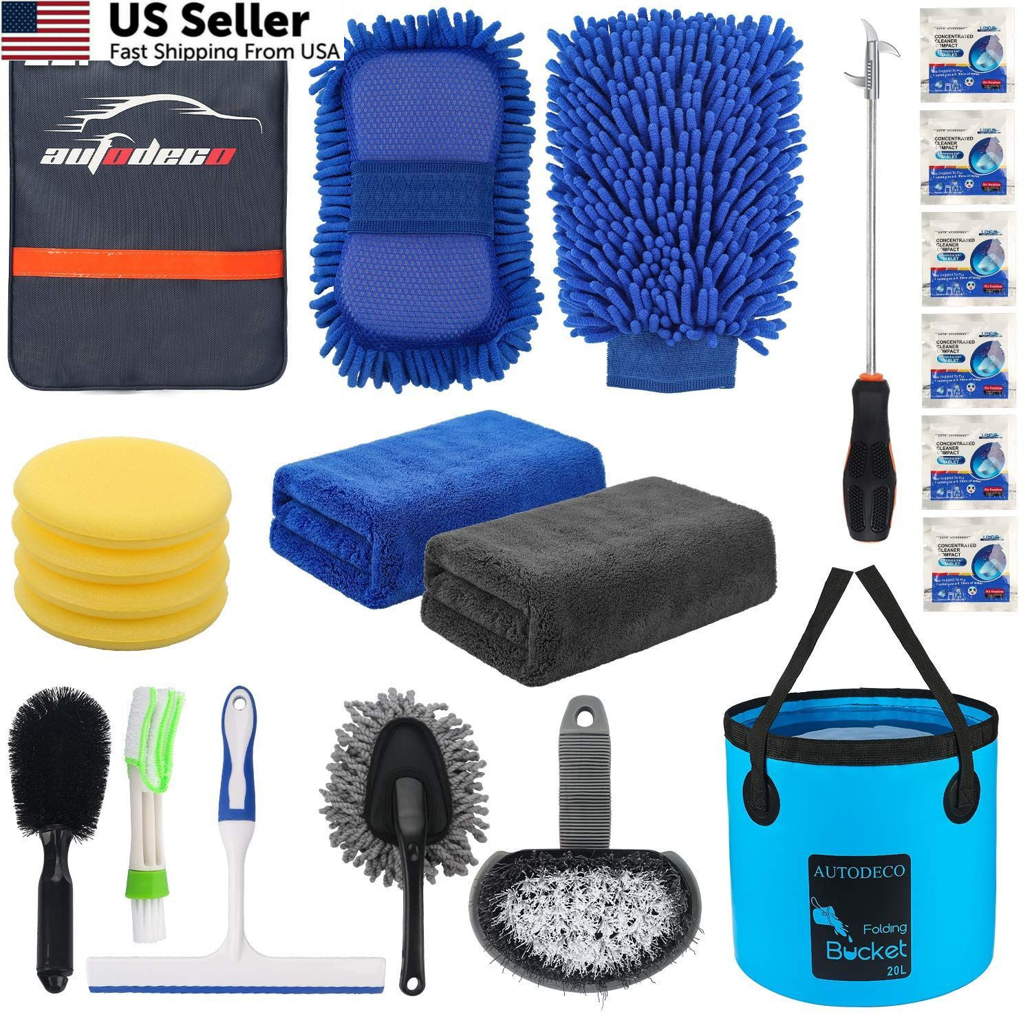 AUTODECO 22Pcs Car Wash Cleaning Tools Kit Detailing Set with 22, Blue