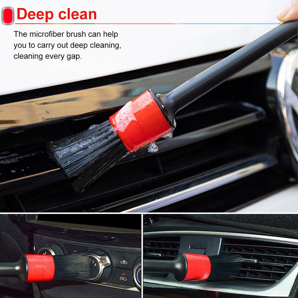 10×Car Detailing Brush Kit Boar Hair Vehicle Auto Interior For Wheel Clean Sets