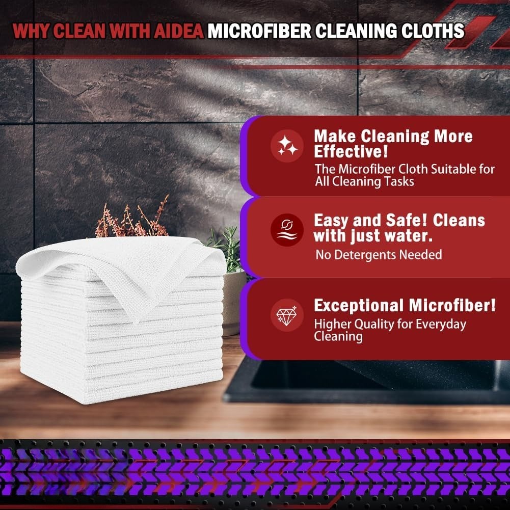 Microfiber Cleaning Cloth White 150PK, Microfiber Towels for Cars, Premium Car