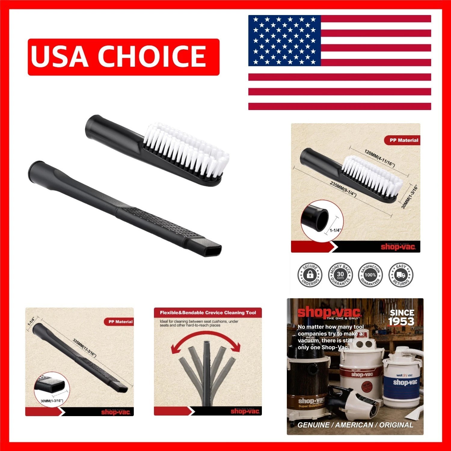 2PC Car Cleaning Kit: Flexible Crevice Tool & Soft Brush for Effortless Cleaning