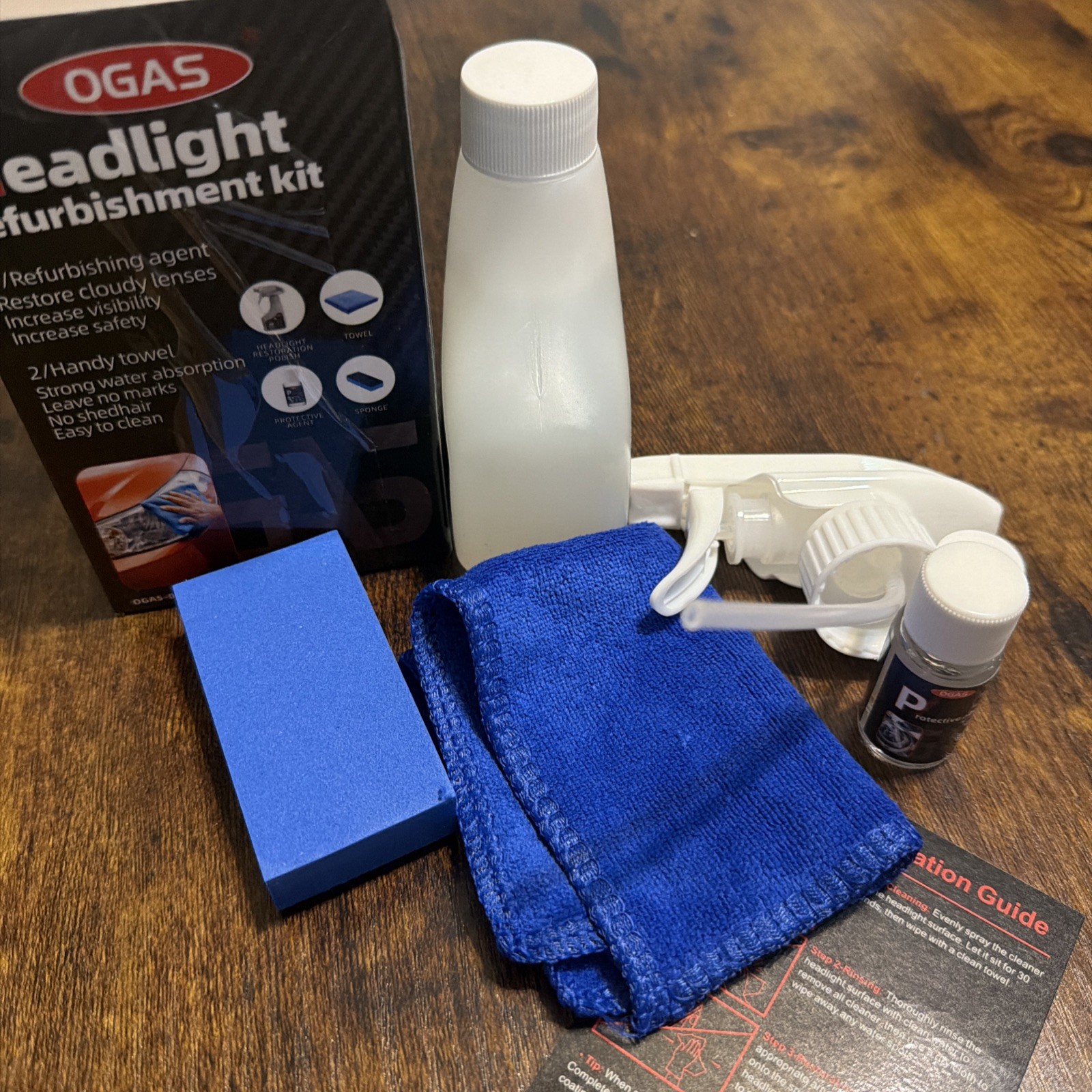 OGAS Automotive Headlamp Restoration Fluid Oxidized, Headlight Refurbishment Kit