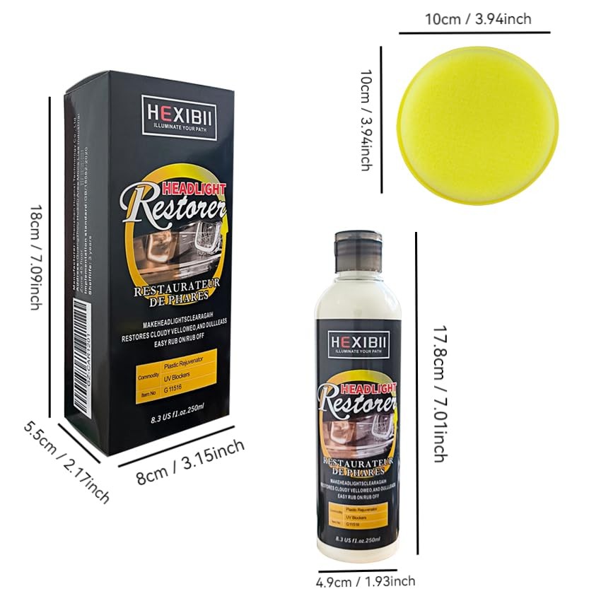 HEXIBII Car Headlight Restore and Cleaner, Removes Dullness, Yellowing and…