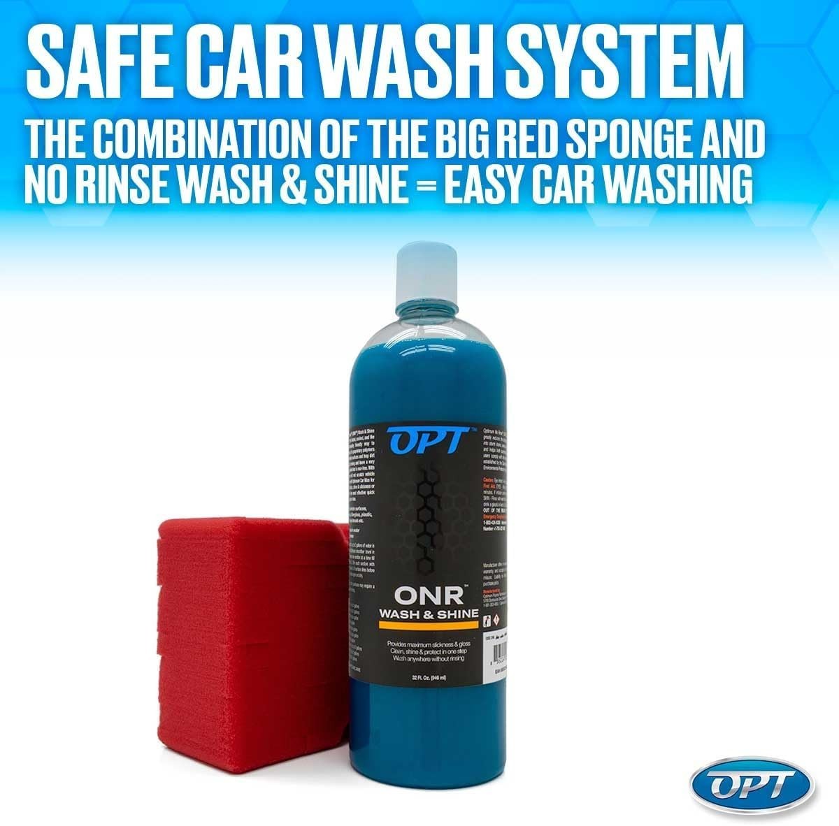 Optimum No Rinse Car Wash 32 Oz & Big Red Sponge Kit – Eco-Friendly Detailing