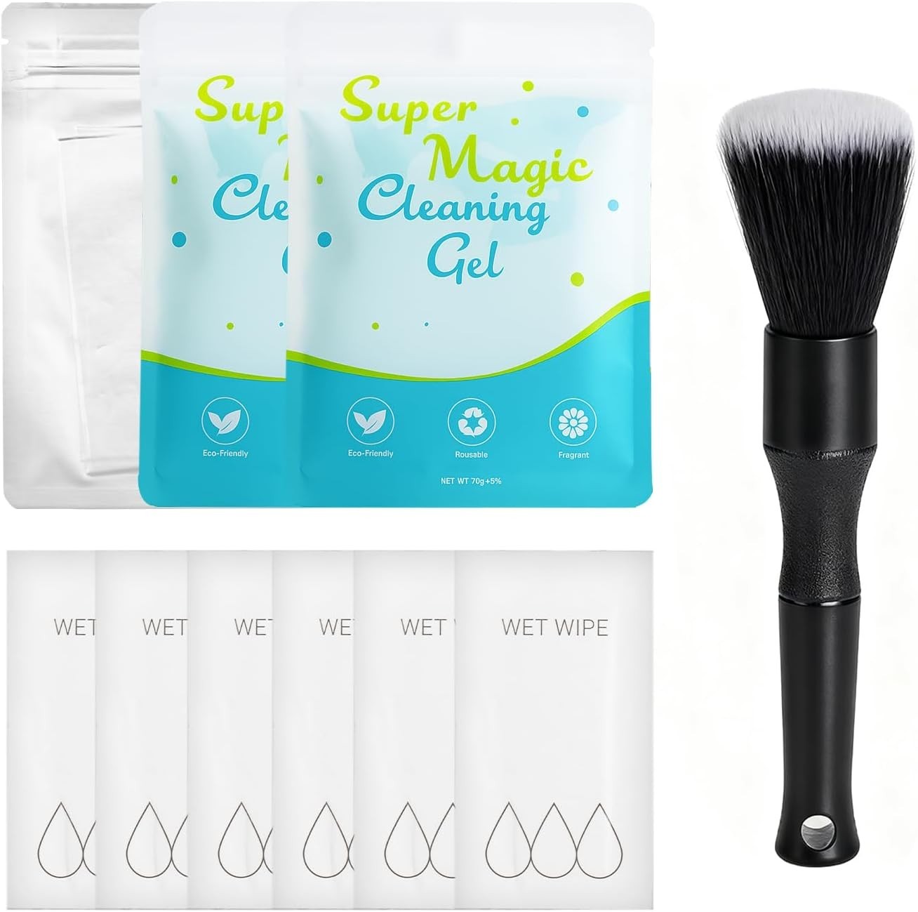 Ultimate Car Detailing Cleaning Set: Microfiber Wipes, Gels & Brushes Included