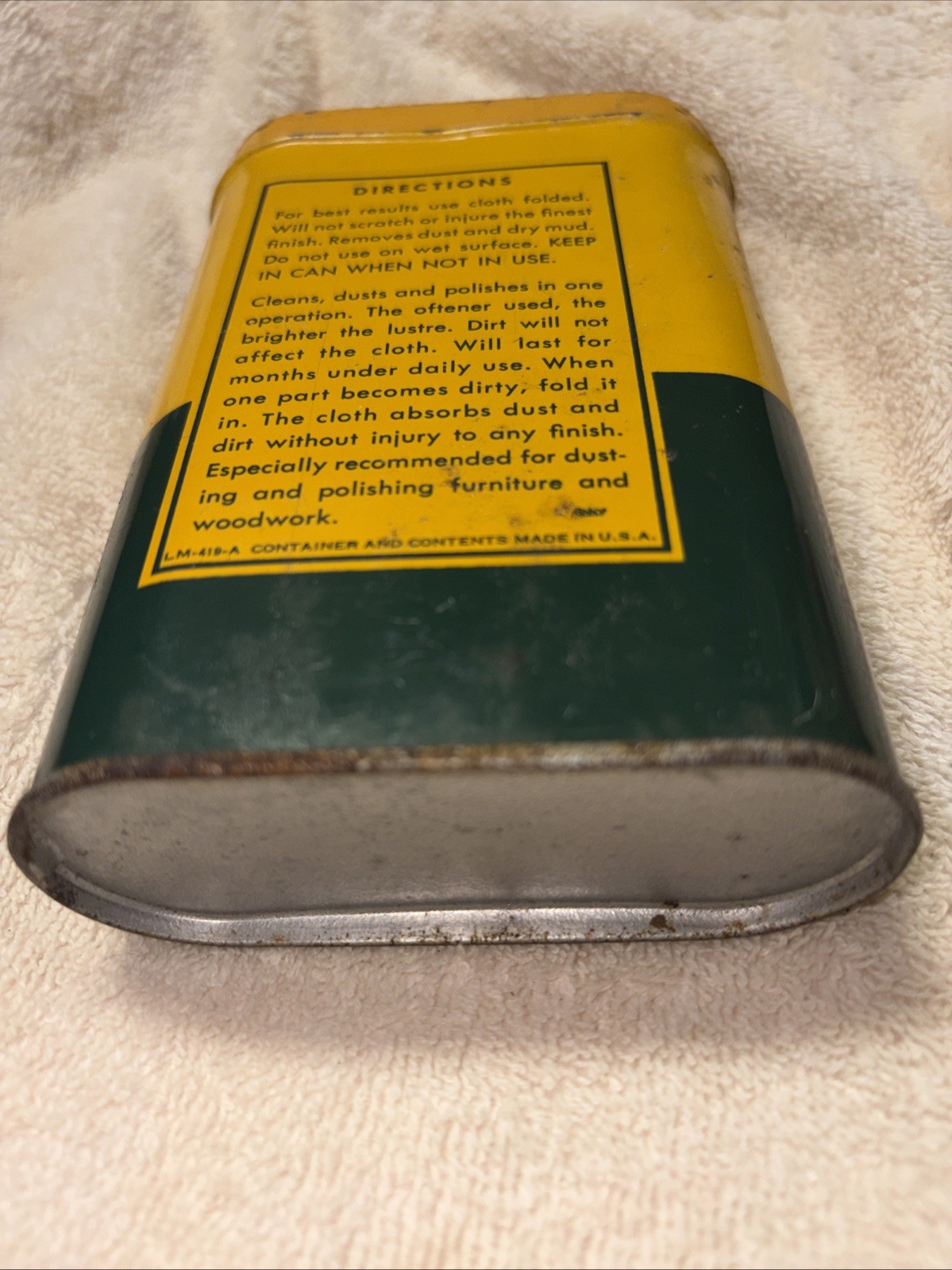 Vintage Car Care Chemical Wax Treated Dusting Cloth & Tin