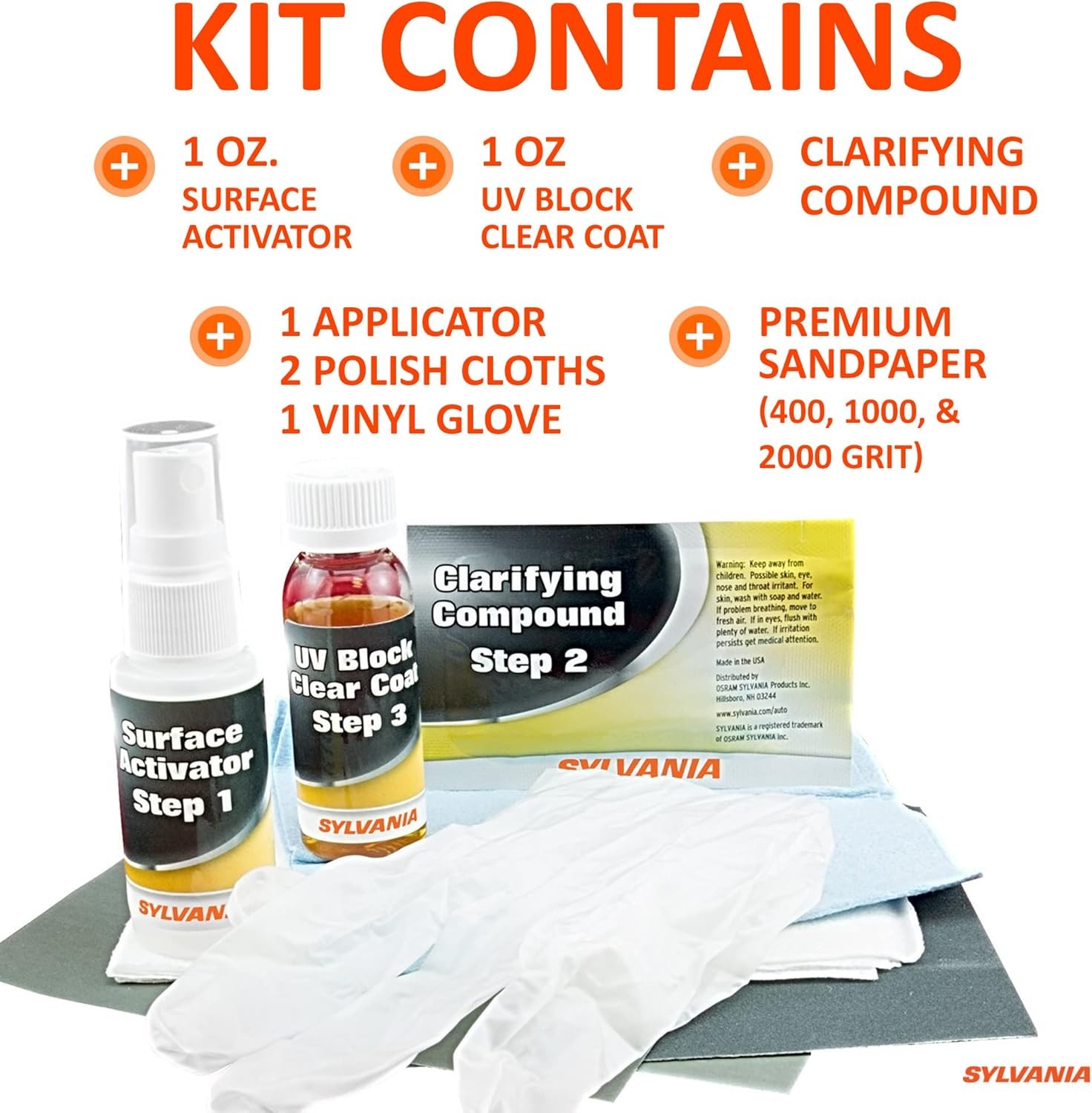 SYLVANIA – Headlight Restoration Kit – 3 Easy Steps to Restore Sun Damaged…