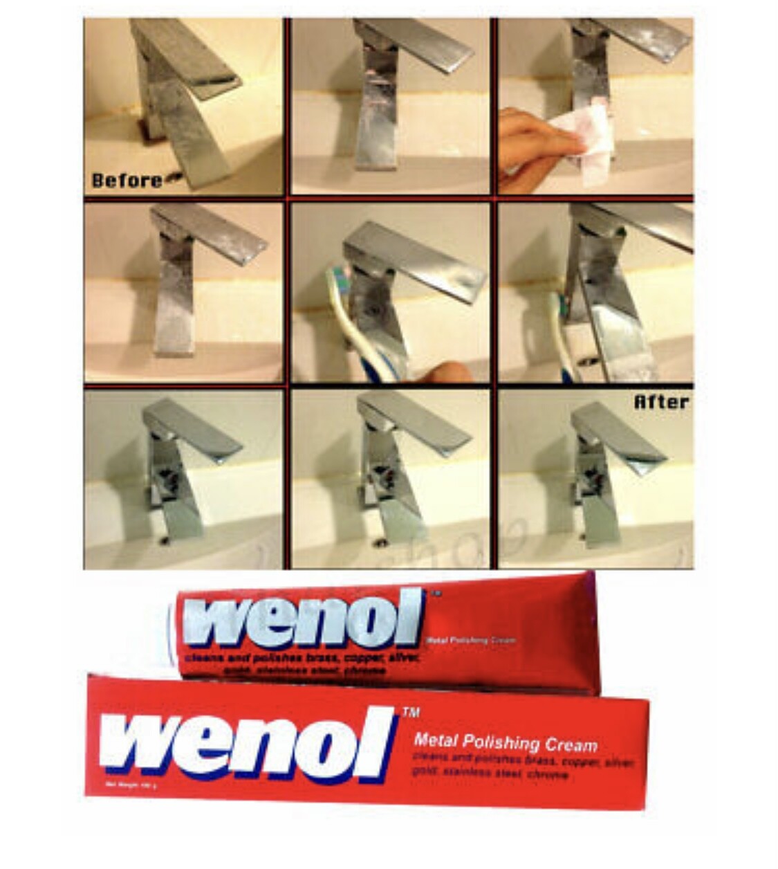 WENOL red – 50 grams -Metal Polish aluminum brass silver gold tin buffing paste