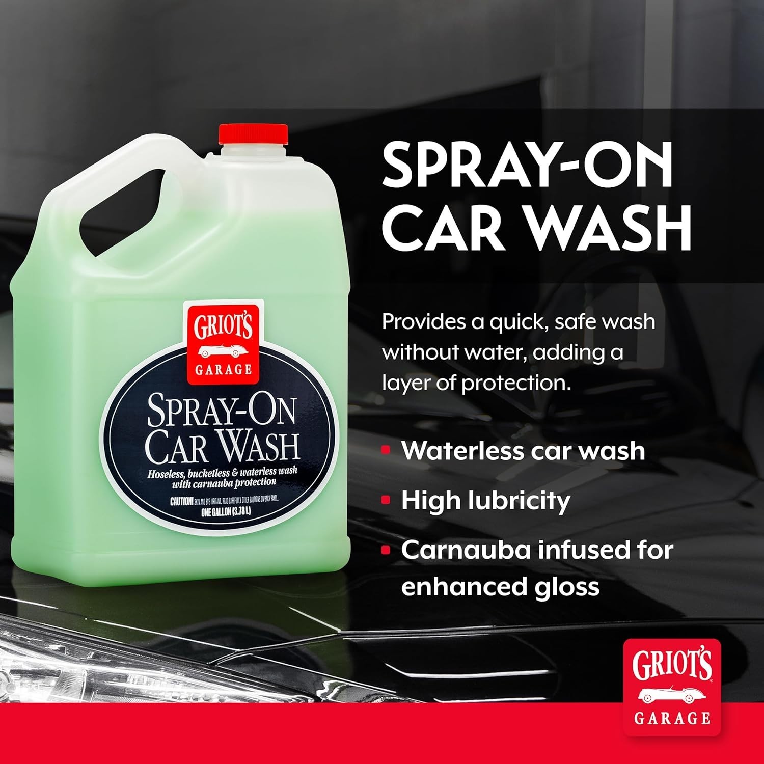 Easy Spray-On Car Wash: 1 Gallon, No Hose Needed, Carnauba Wax Protection
