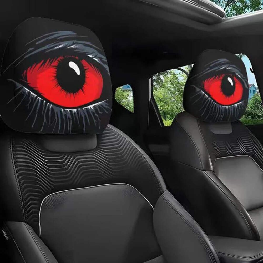 1PC-Red-eyed Car Headrest Cover Interior Protector Auto Vehicle Accessory
