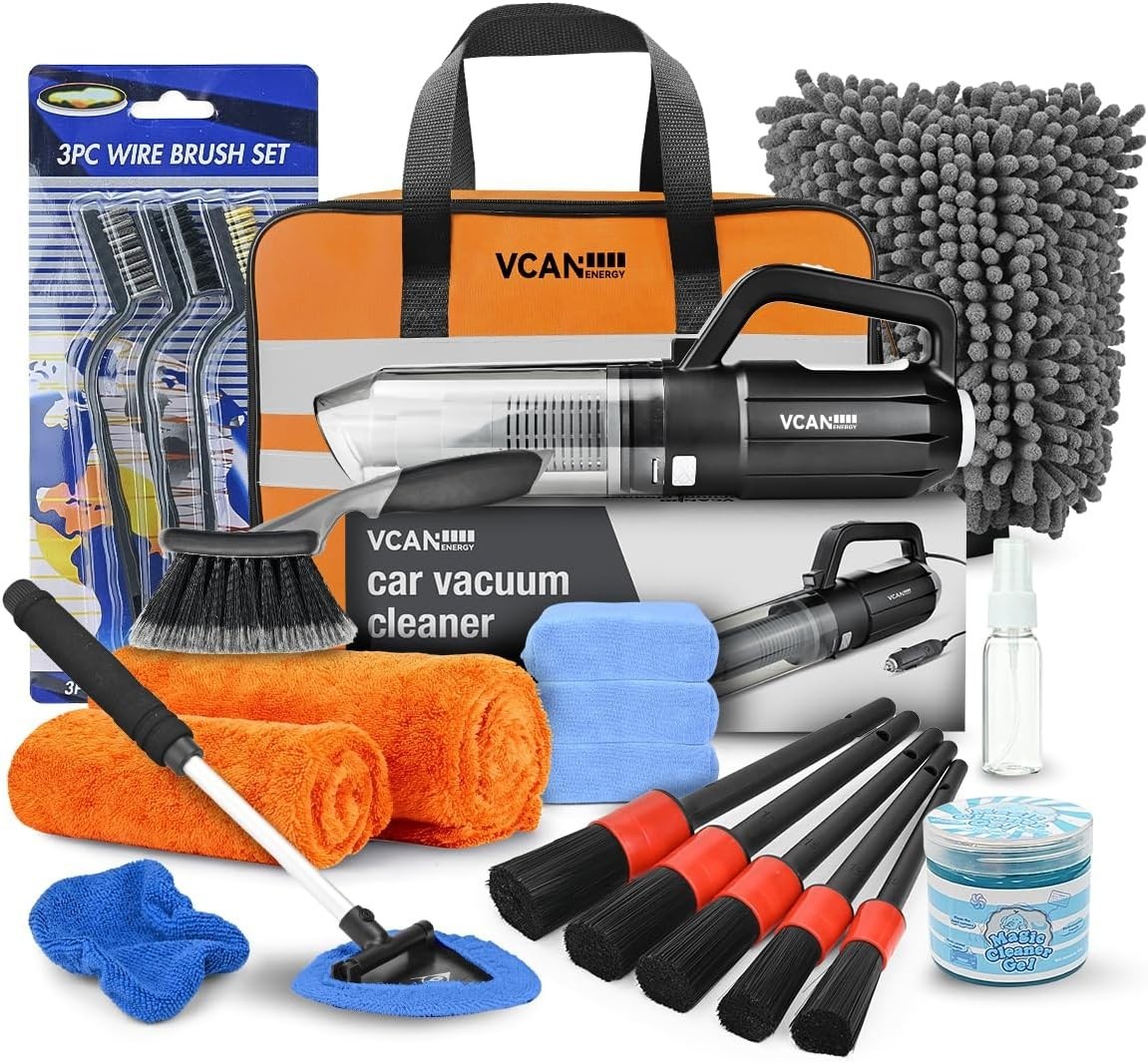 Car Cleaning kit, Car Interior Detailing kit with 10000pa Car Vacuum Cleaner,…