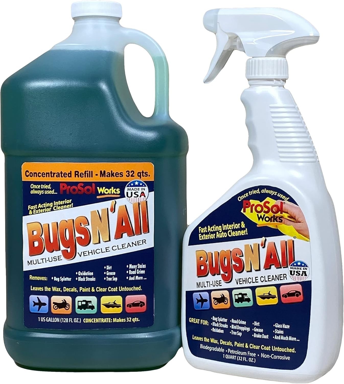 Effortless Cleaning with 1 Gallon Bug & Tar Remover – Includes Free Spray Bottle