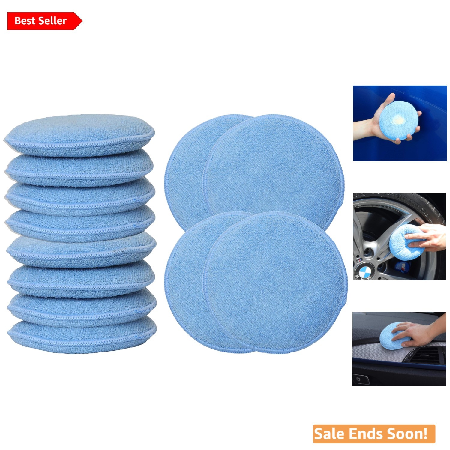 Car Wash Sponge Wax Microfiber Applicator Pads for Easy Cleaning and Polishing