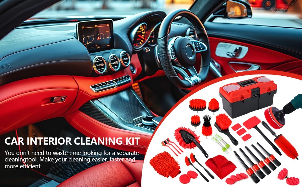 35Pcs Car Detailing Kit – Complete Auto Cleaning Supplies, Brushes & Tools Set