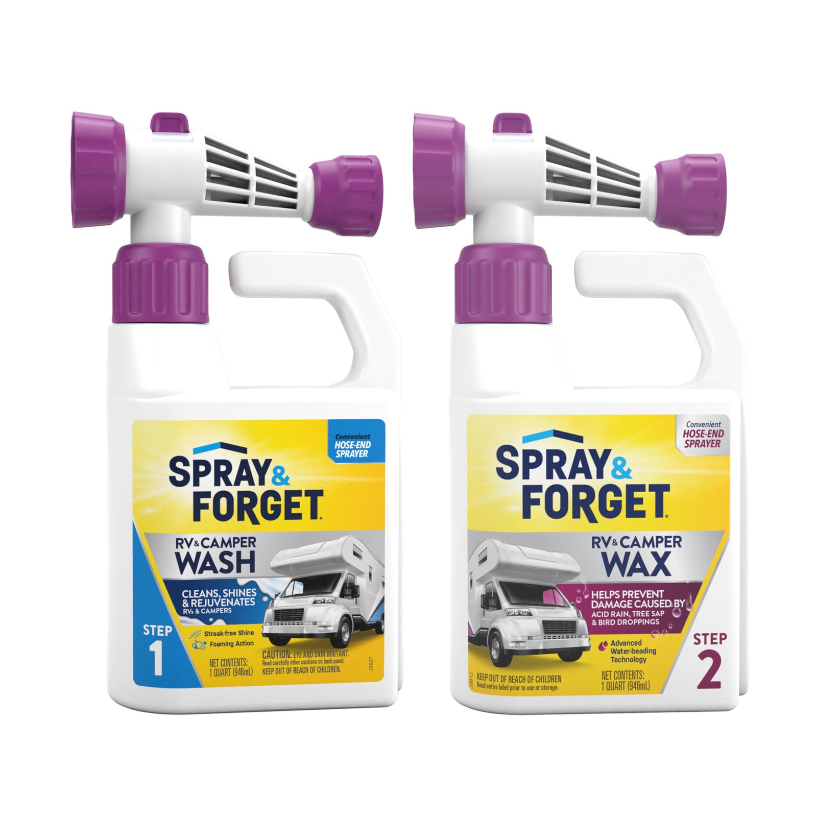 Spray & Forget RV & Camper Wash and Wax Combo, Includes 32 Fl Oz (Pack of 2)