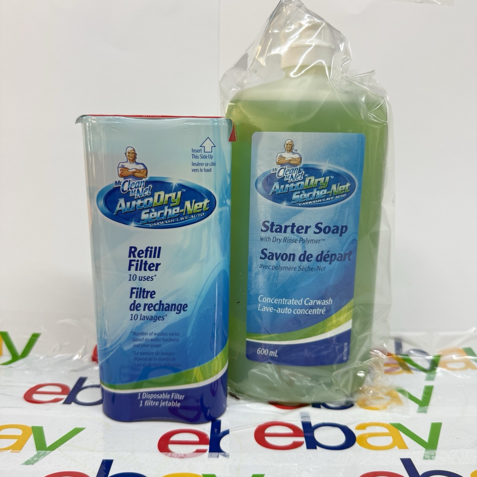 Mr Clean Auto Dry Car Wash Large 20oz Starter Soap and 10 Use Refill Filter New