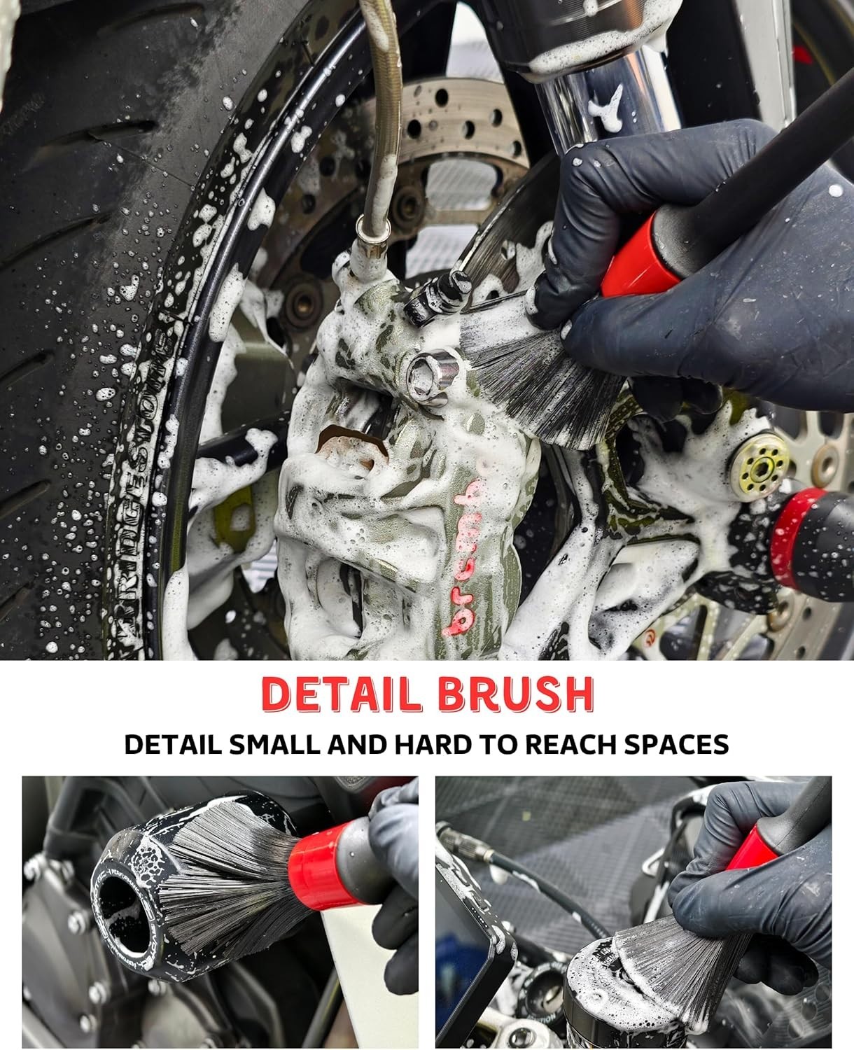 Motorcycle Cleaning Kit Brushes Microfiber Towel Detailing Set