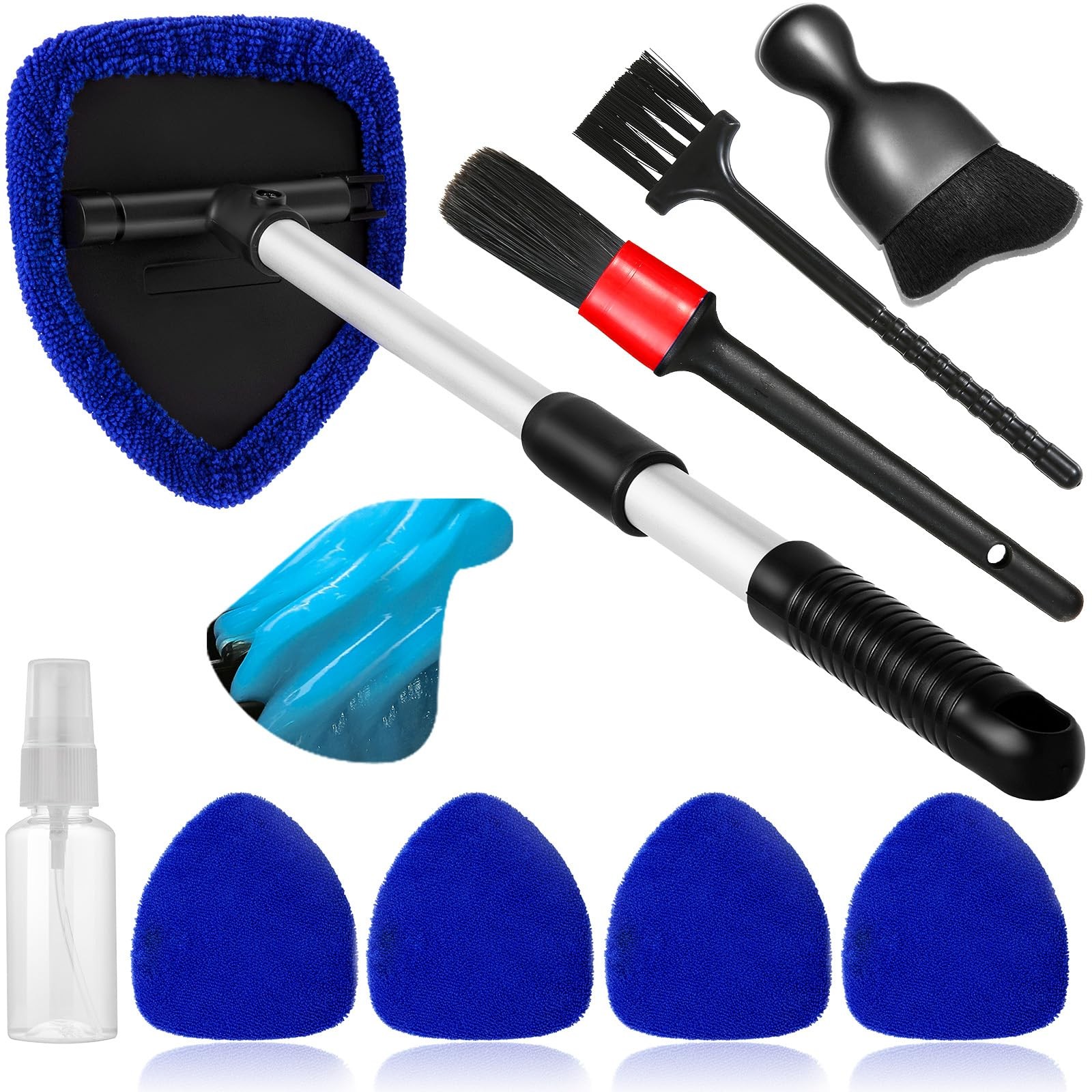 Qydipclin 10pcs Windshield Cleaner Tool, Car Window Cleaning Wash Kit Blue