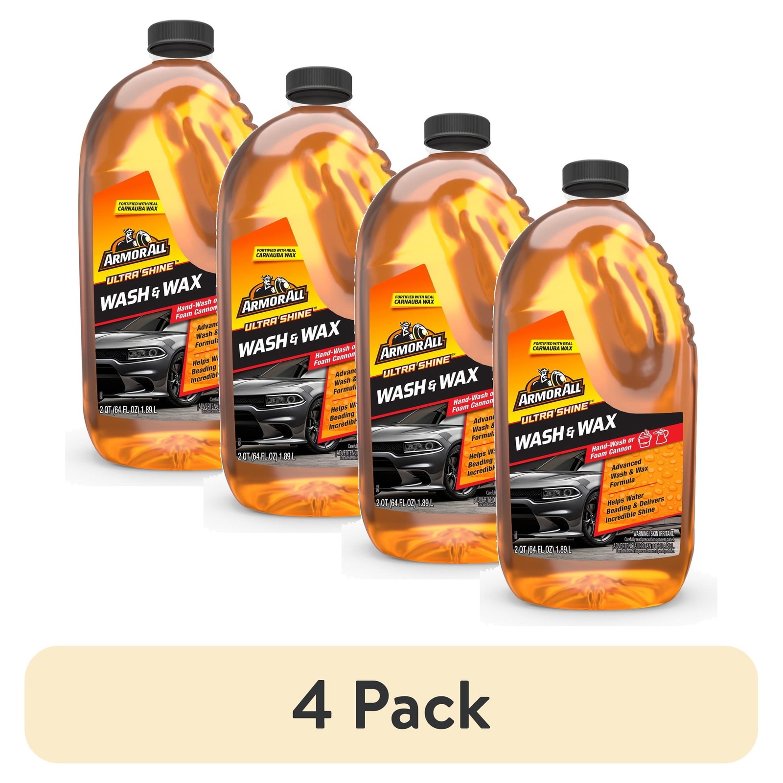 4 Pack Armor All Ultra Shine Car Wash & Wax Soap 64 fl oz Bottle