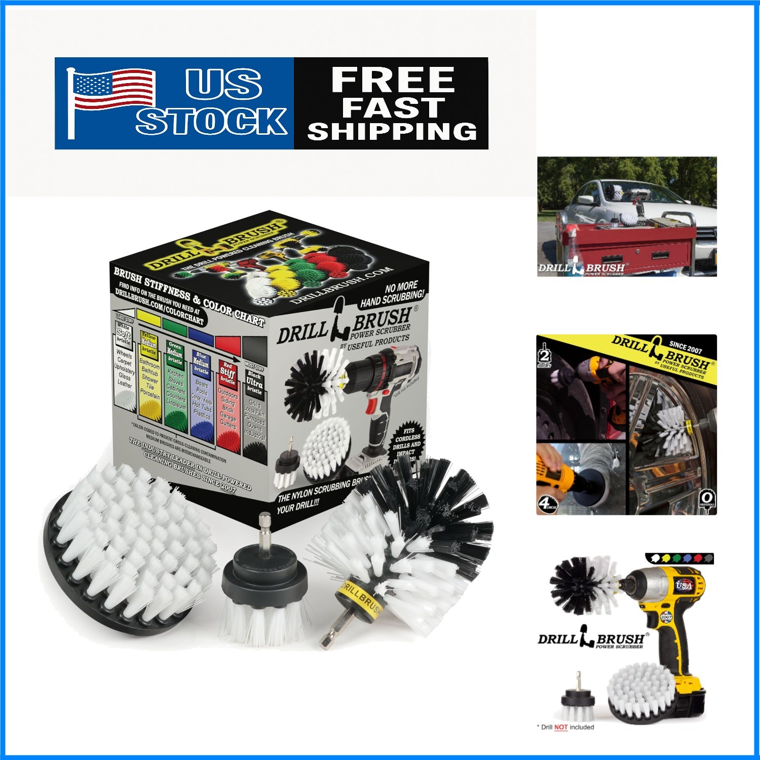 Ultimate Car Detailing Kit – 3 Drill Brush Set for Interior & Exterior Precision