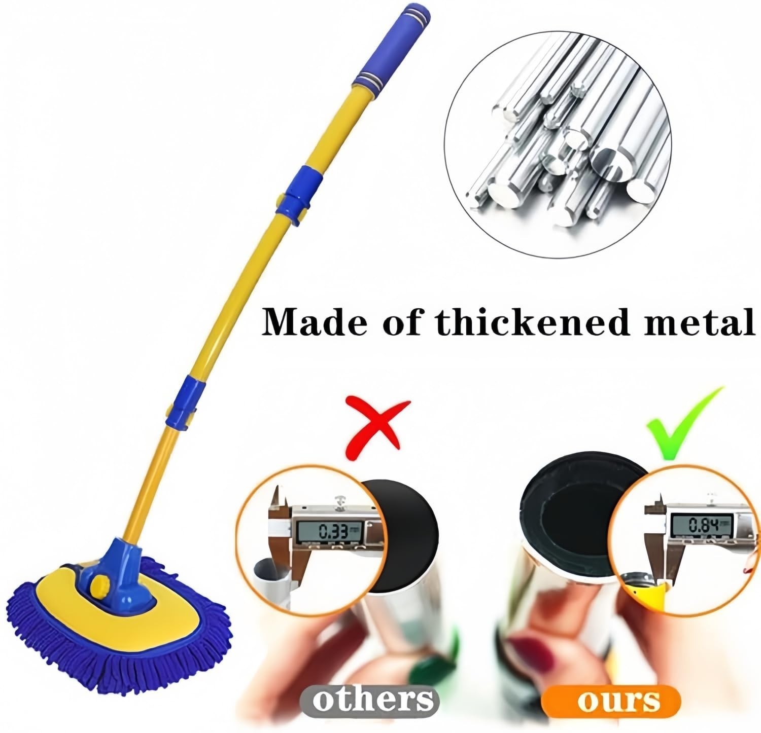 Car Wash Brush Kit with Long Handle, Microfiber Towels, Mop Mitt & 2 Heads – Aut