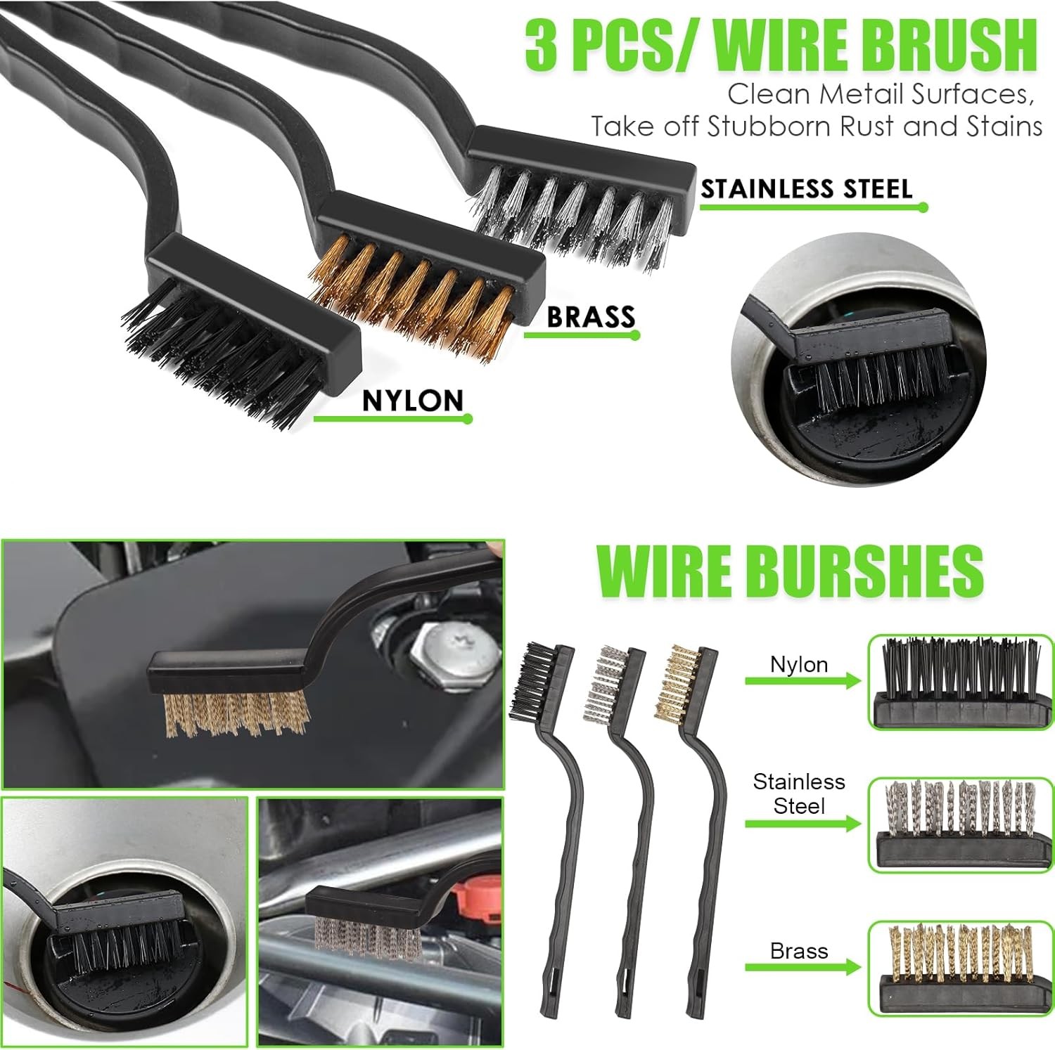 Green Windshield Cleaner Tool, 17Pcs Car Interior Cleaning Kit, Detailing Kit