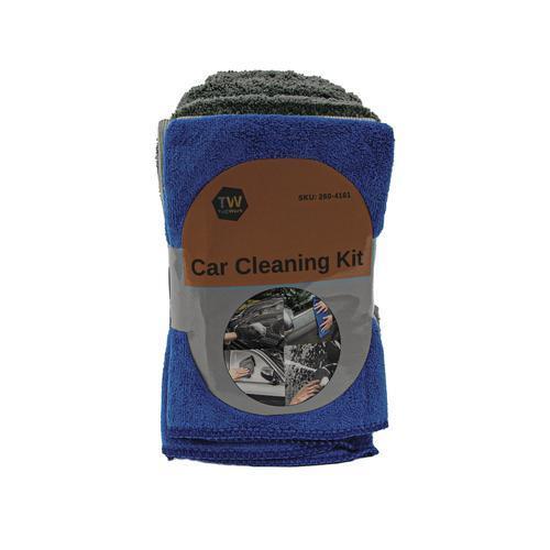 4-Piece Microfiber Car Cleaning Kit (Wash Mit, Glass Cleaner Cloth, Wash Pad +)