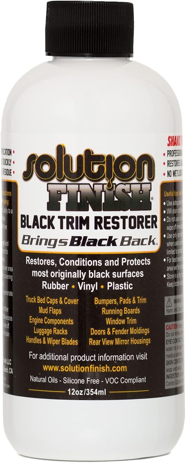 Black Plastic Vinyl Trim Restorer 12 oz for Car Truck Bumpers Mud Flaps Plastic