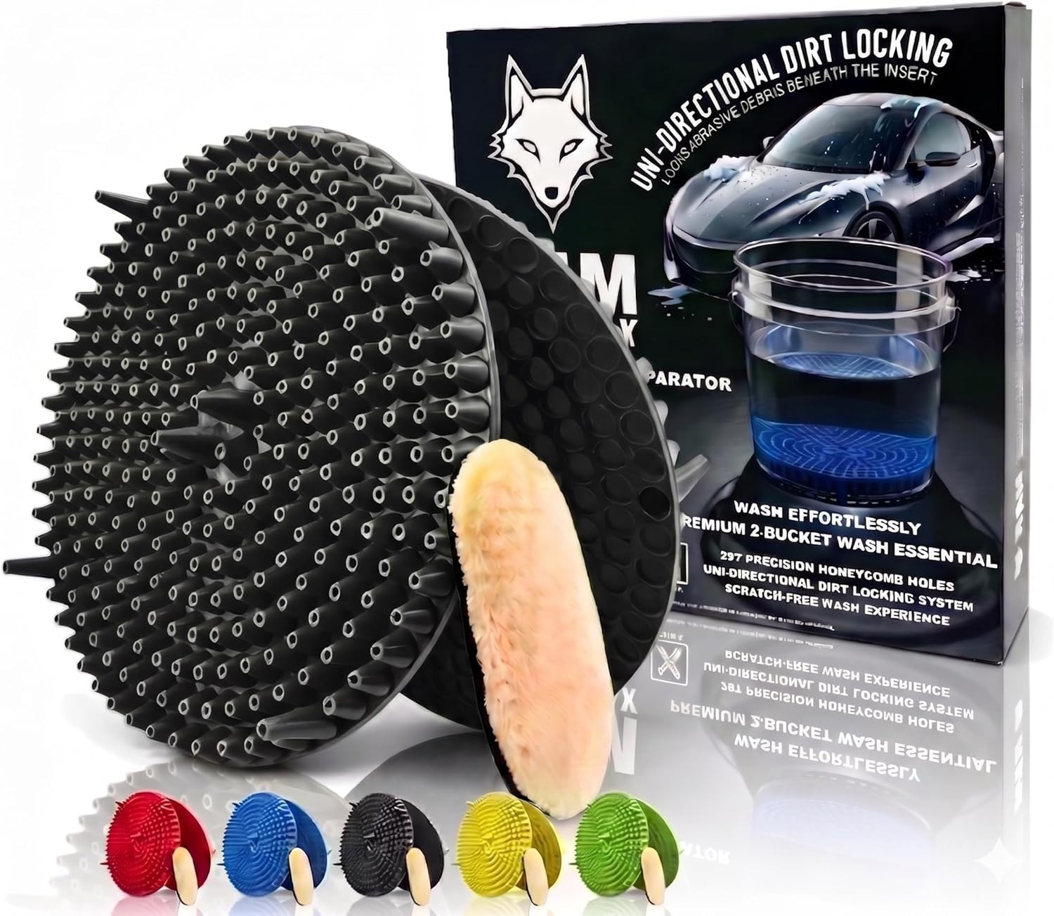 10.4″ Heavy Duty Car Wash Bucket Insert 2-Pack & Wash Mitt Kit – 10.6 oz Deta…