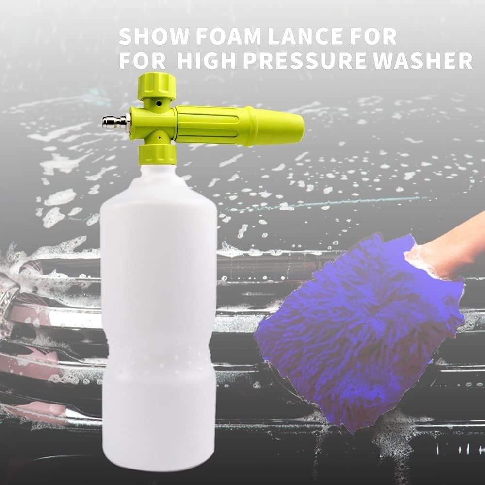 1 L Car Wash Foam Cannon with Quick Connector & Washing Mitt Included