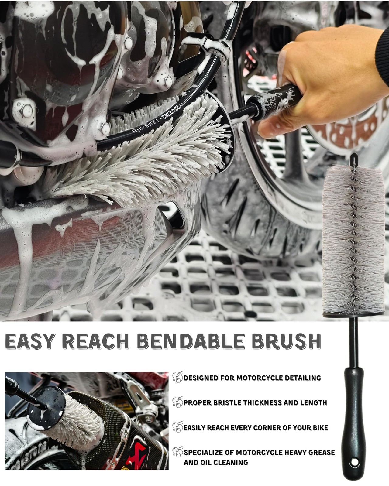 oesee 8 Pack Motorcycle Cleaning Kit – Professional Safe for Grey