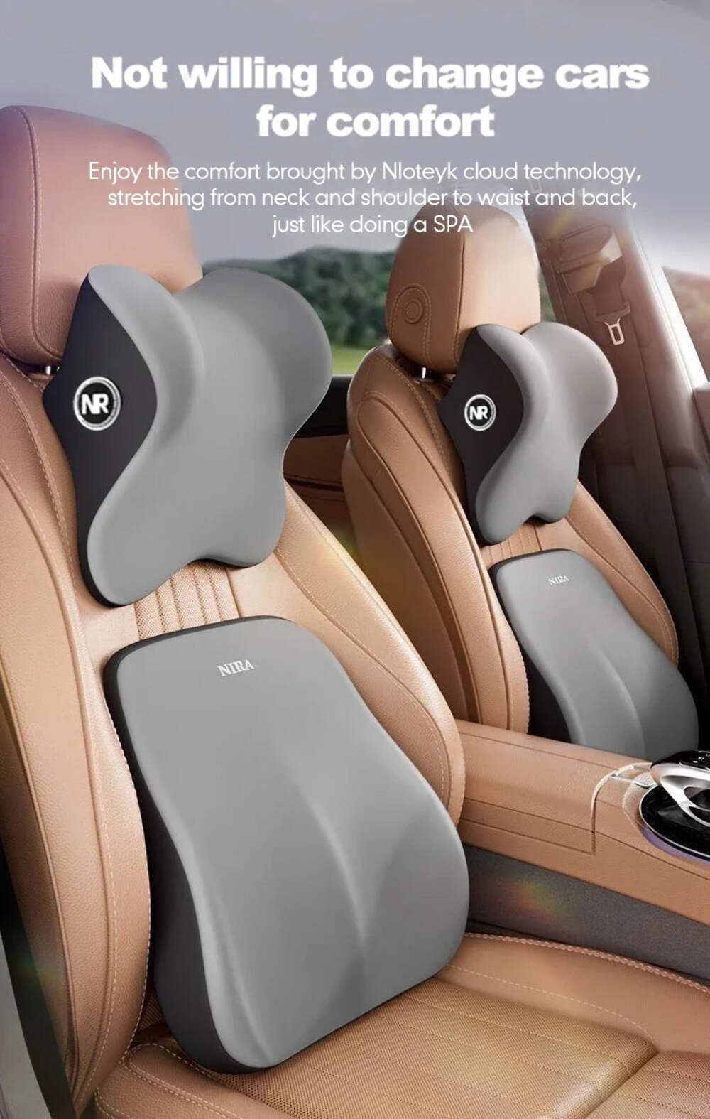 Memory Foam Car Universal Headrest Lumbar Cushion Back Pillow Interior Protector