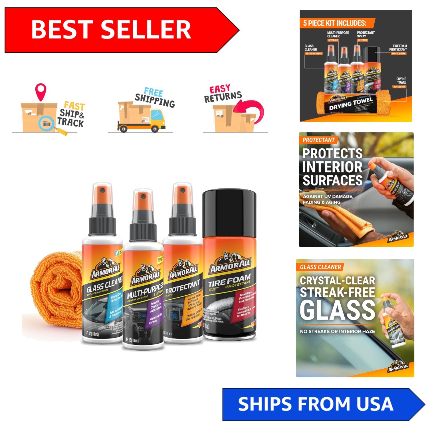 5-Piece Streak-Free Car Cleaning Kit: Interior & Exterior Gleaming Essentials