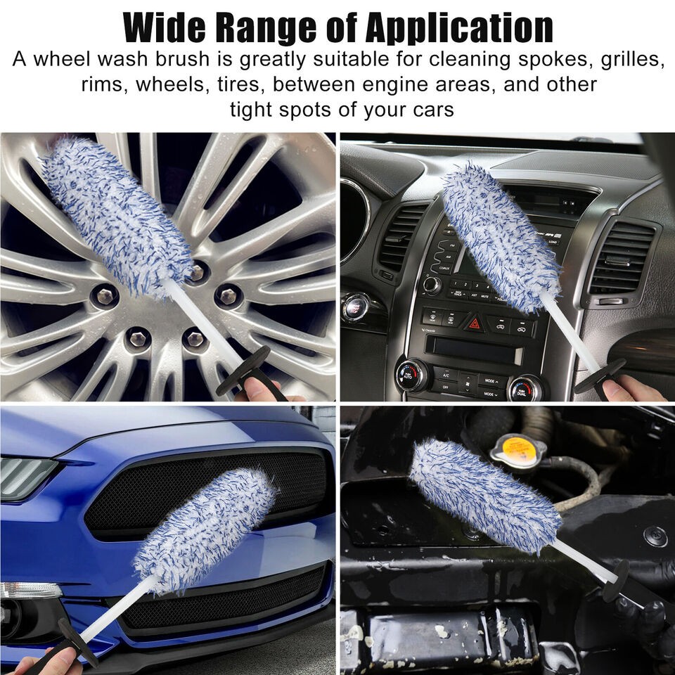 16.5″ Wheel Brush Automotive Alloy Tire Cleaning Tool Seamless Soft Wool Brush