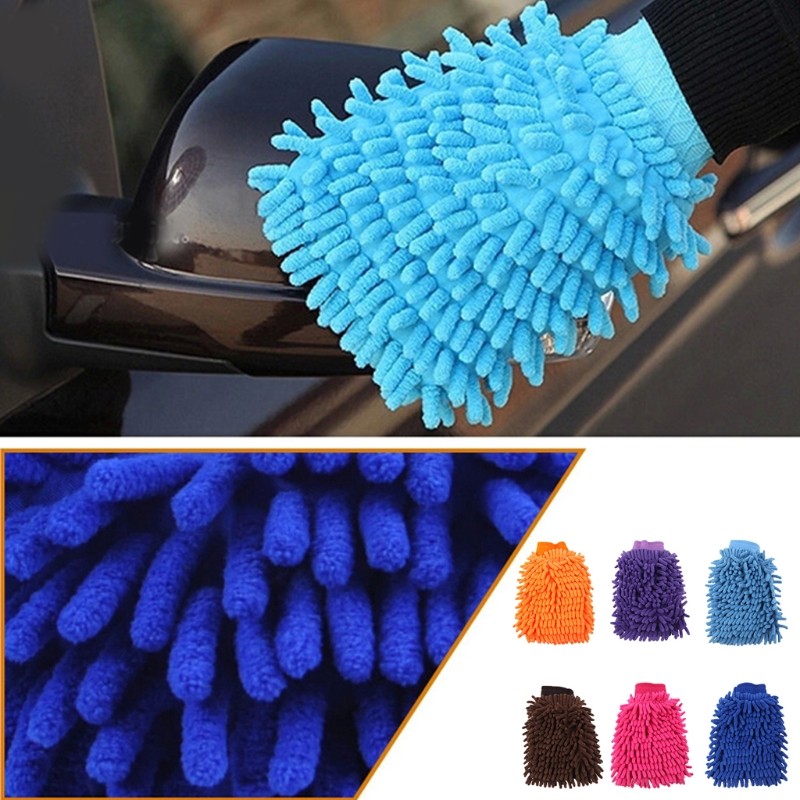 Chenille Mitt Double Side Cleaning Microfiber Glove Washing Wash Dust Home Clean