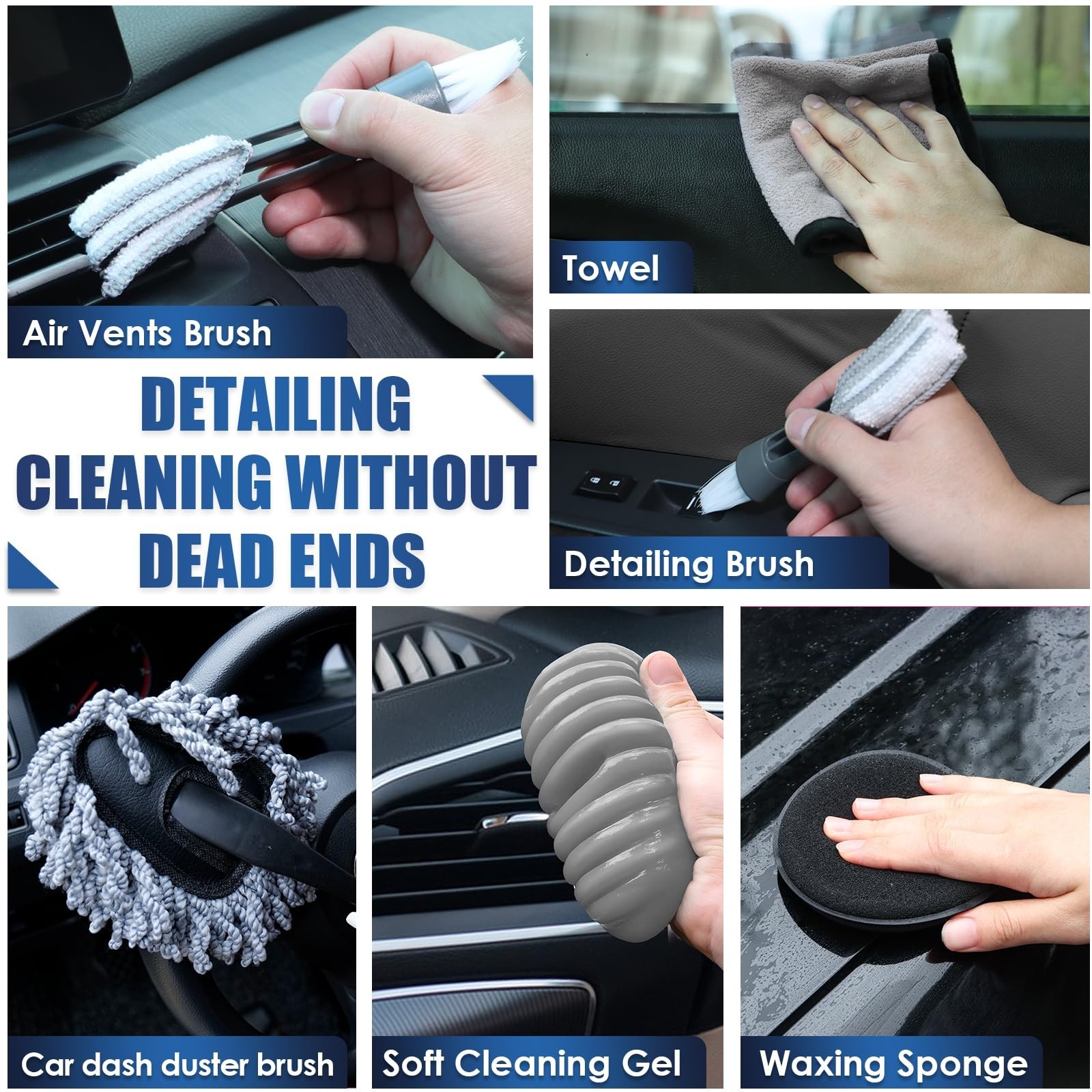 21Pcs Car Cleaning Kit – High Power Vacuum, Wash Mop, Detailing Brushes & More