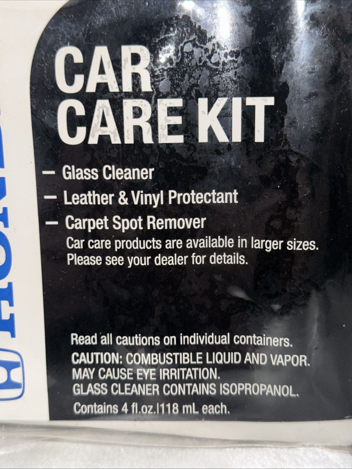 Genuine Honda Car Care Kit 08700-9211 Clear Storage Bag Glass Leather Carpet