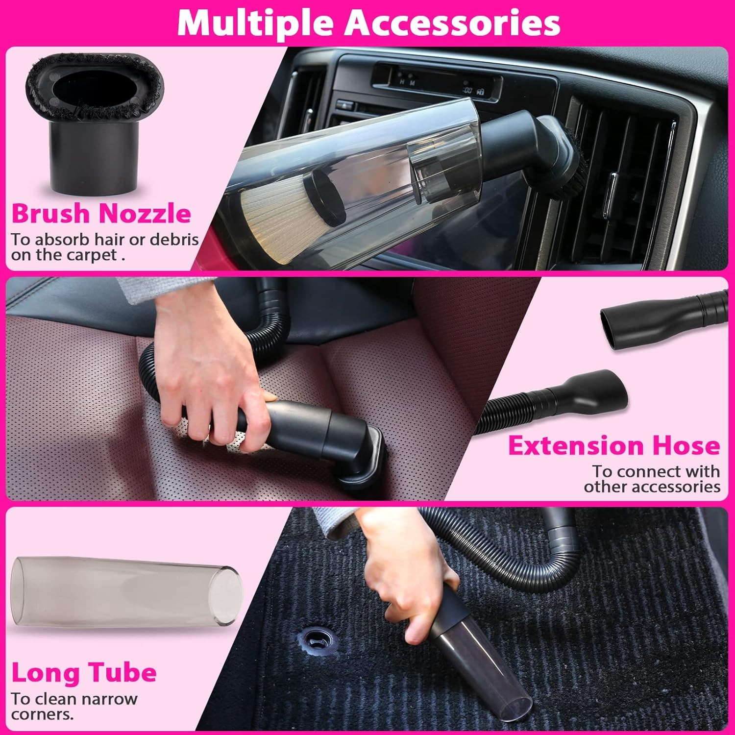 Car Detailing Kit Interior Cleaner,Car Cleaning Accessories Kit Pink for Women