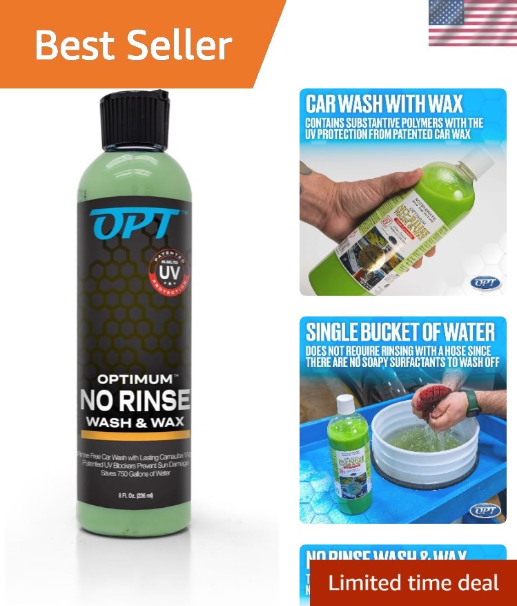 Optimum No Rinse Wash & Wax 8 oz – Eco-Friendly Car Shine with UV Protection