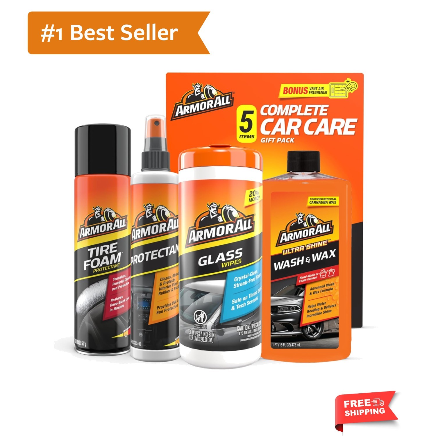Car Wash and Car Cleaner Kit by , Includes Glass Wipes, Car Wash & Wax Concen…