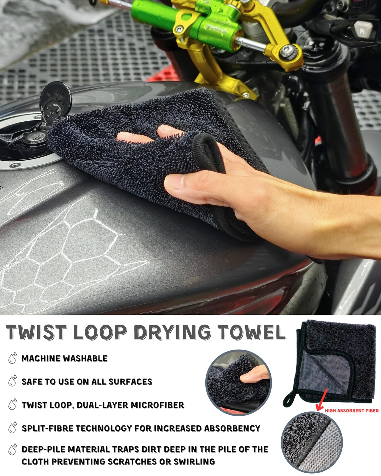 oesee 8 Pack Motorcycle Cleaning Kit – Professional Safe for Grey