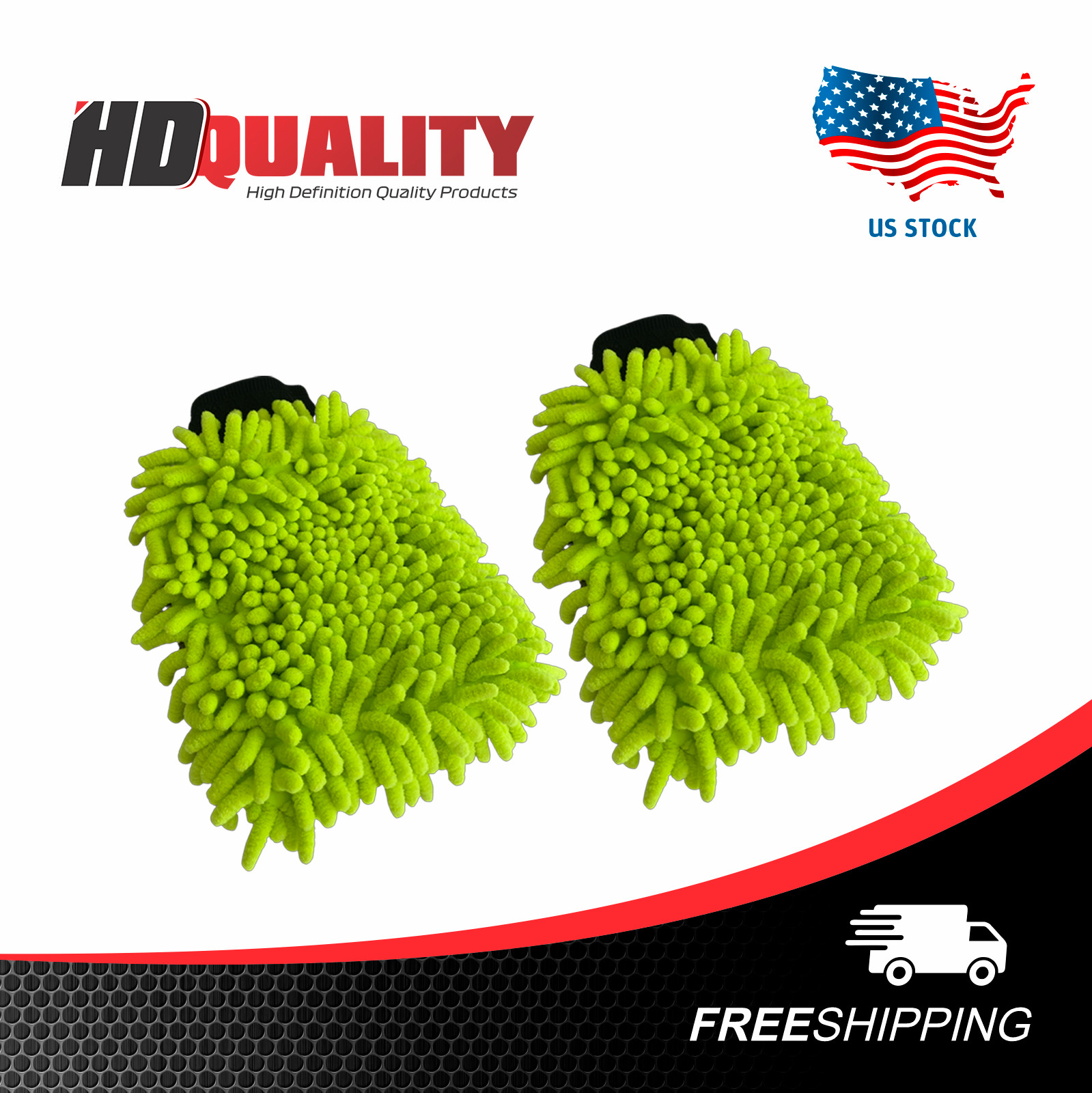 2 Pcs Premium Chenille Microfiber Premium Car Wash Double Faced Mitt Pad