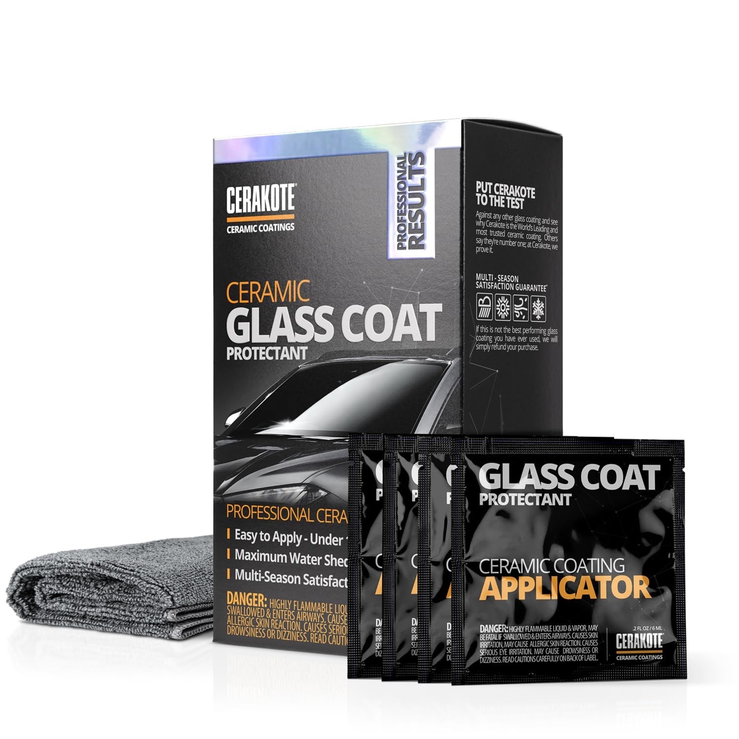 Cerakote Ceramic Glass Coat Protectant/ Hydrophobic Automotive 4 Wipe-Kit