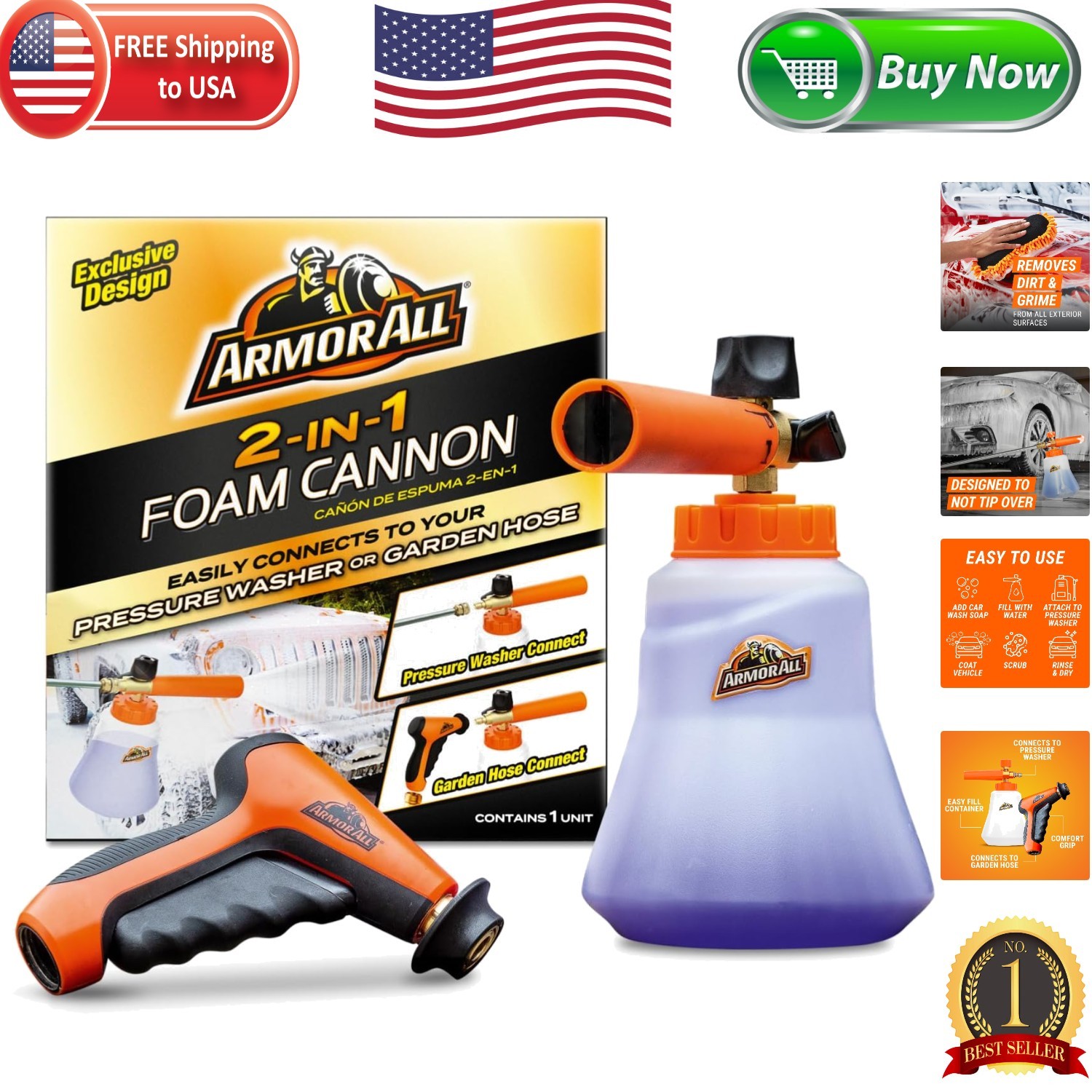 Versatile Foam Cannon Kit for Cleaning Cars – Works with Most Pressure Washers