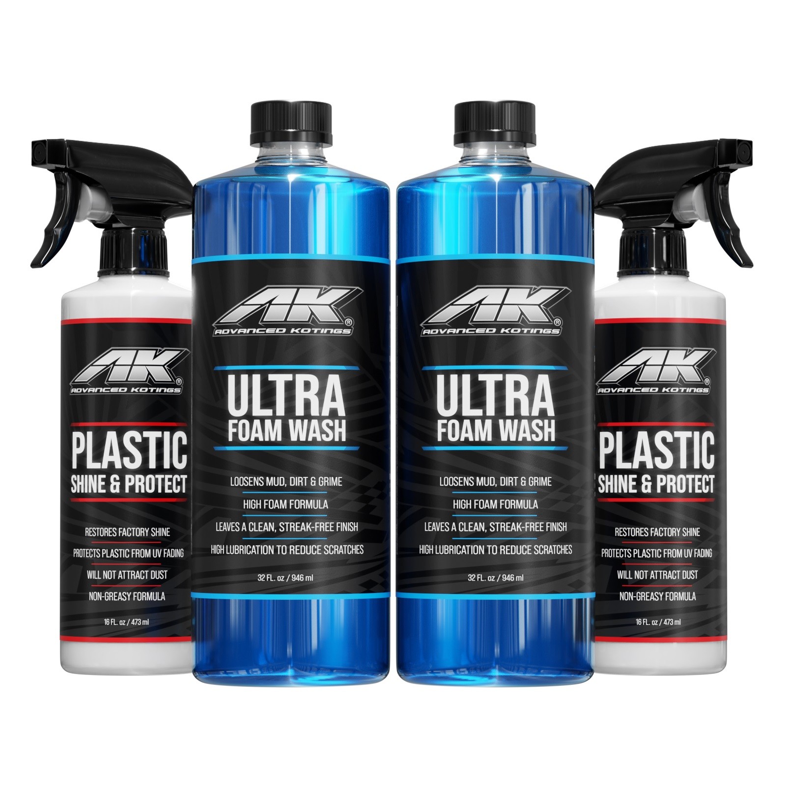 Advanced Kotings Set of 2 Shine/Protect 16oz & Ultra Wash/Wax 32oz Soap Bottles