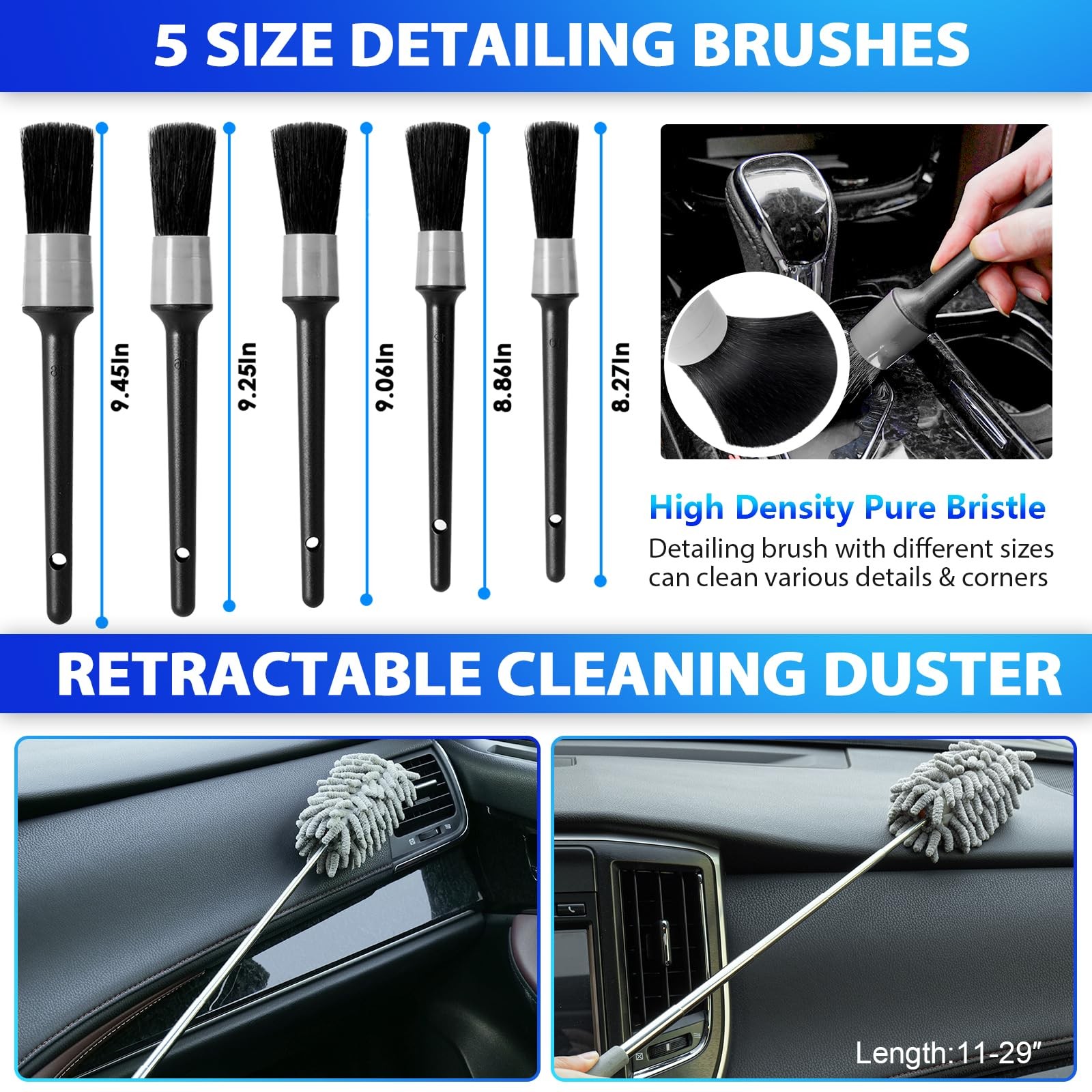 THINKWORK Car Cleaning Kit, Detailing Kit 31PCS with Corded vacuum, Gray