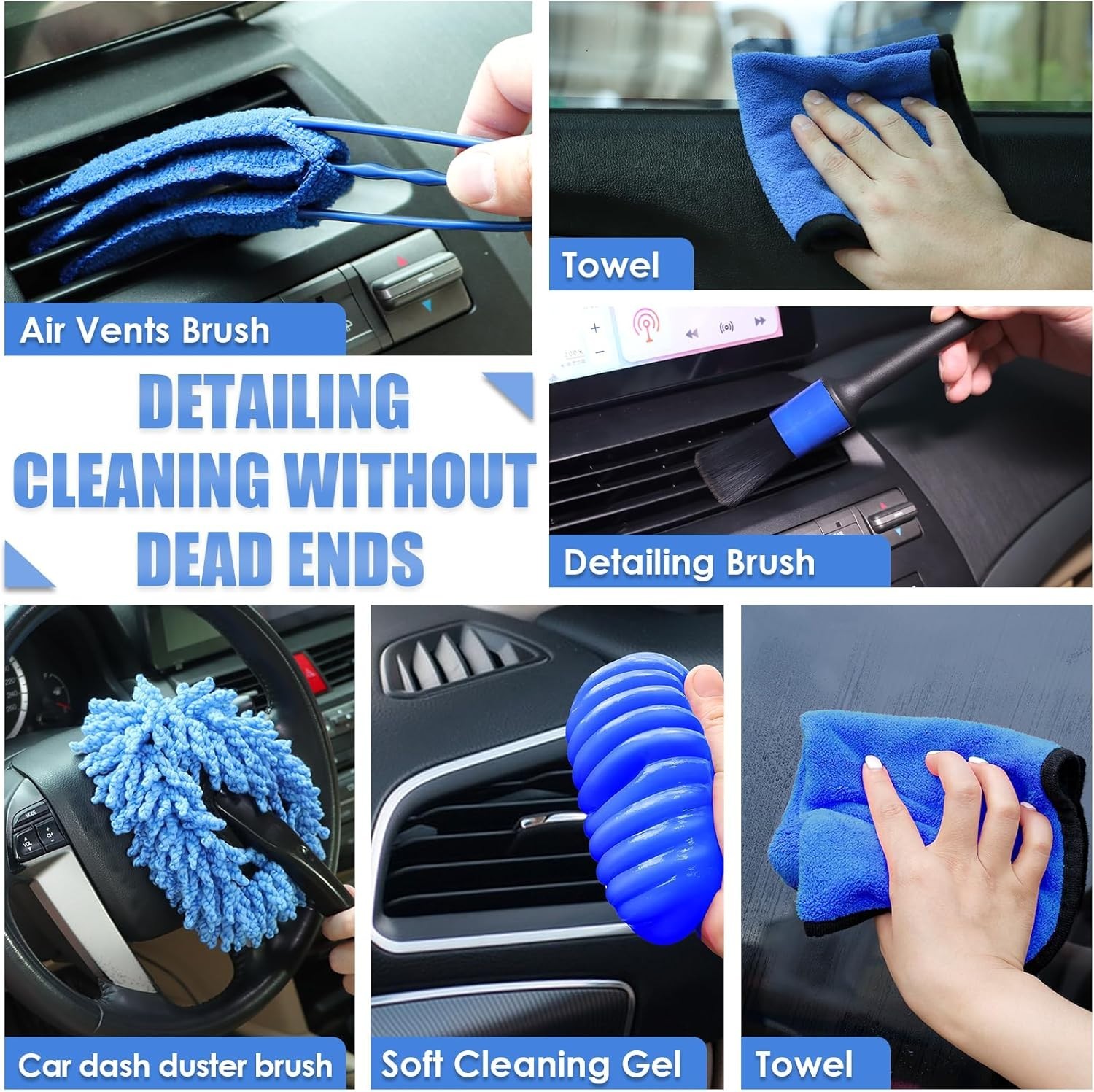 Car Interior Detailing Kit with High Power Handheld Vacuum, Detailing Brush S…