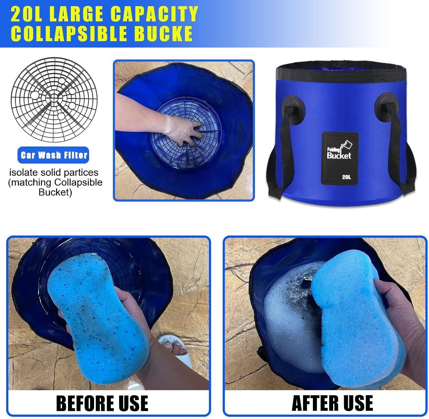 21Pcs Car Wash Kit,62″ Car Wash Brush Mop with Long Handle,Car Cleaning Kit,Car